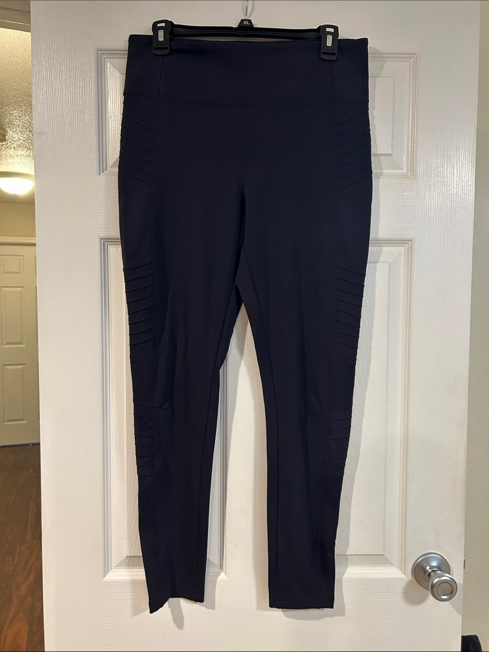 Athleta Black High-Rise Moto-Style Leggings